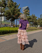 gingham check tiered skirt