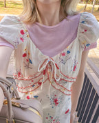 flower frill long dress