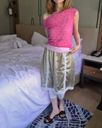 lace sheer french sleeve top