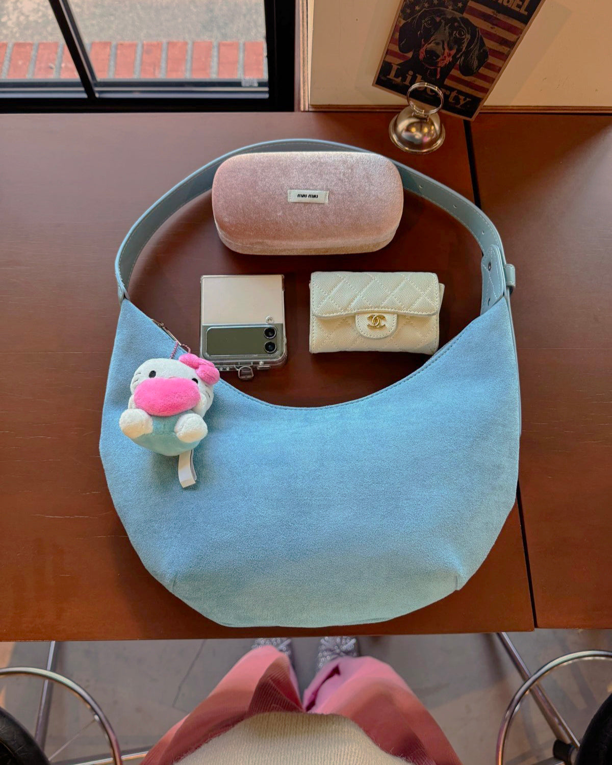 faux suede half moon bag