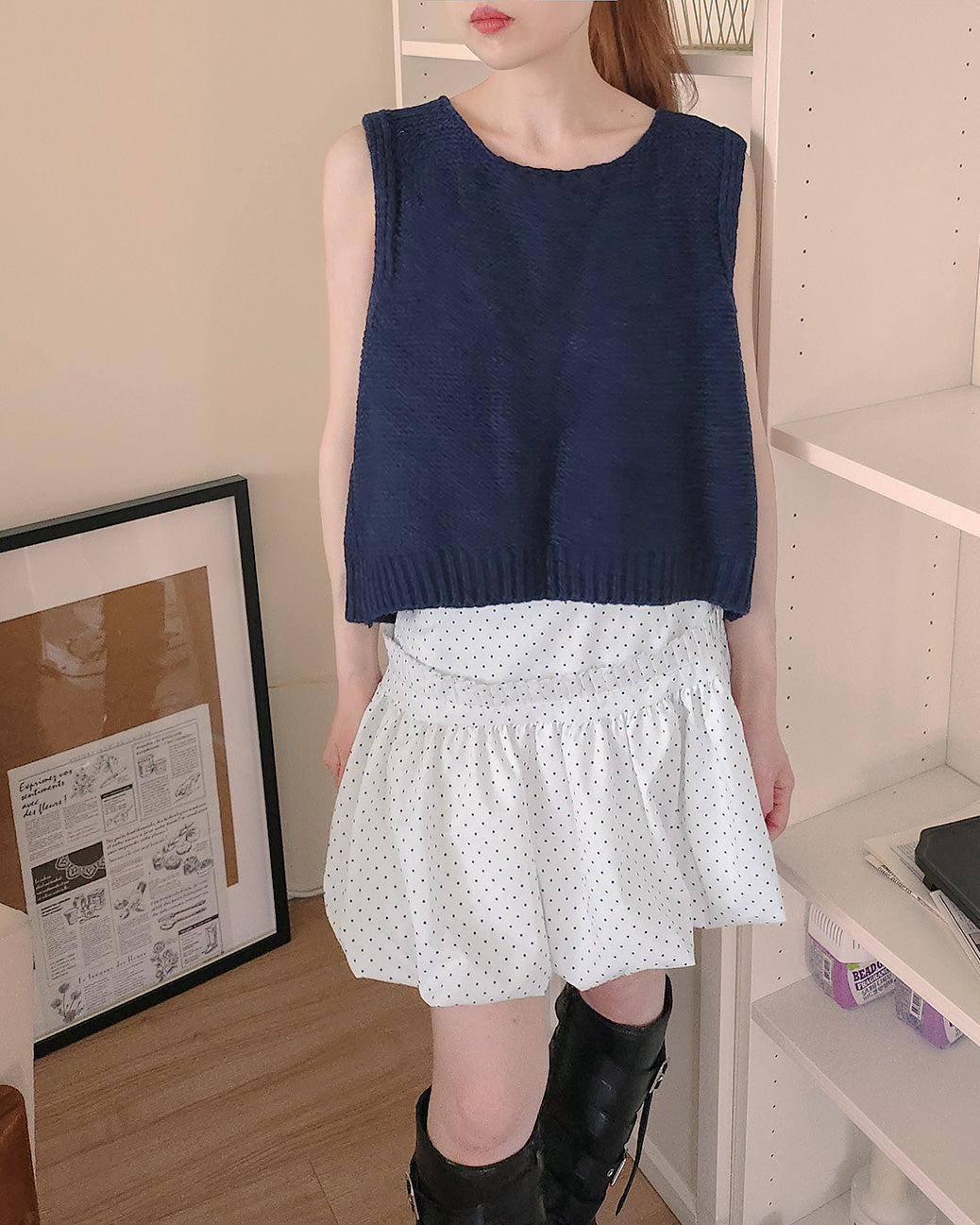 dot frill balloon mini skirt