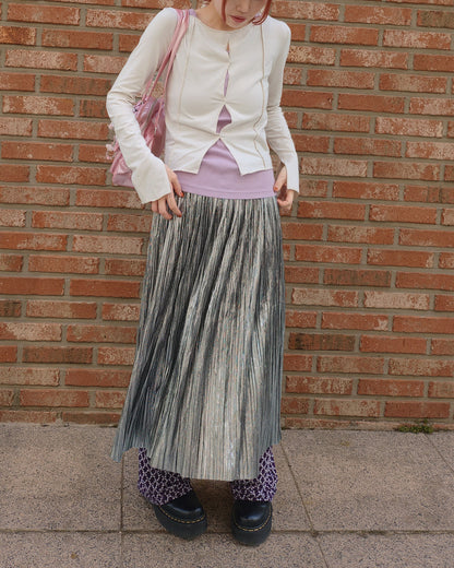 metallic accordion pleated skirt