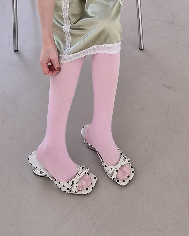 dot ribbon design heel mule
