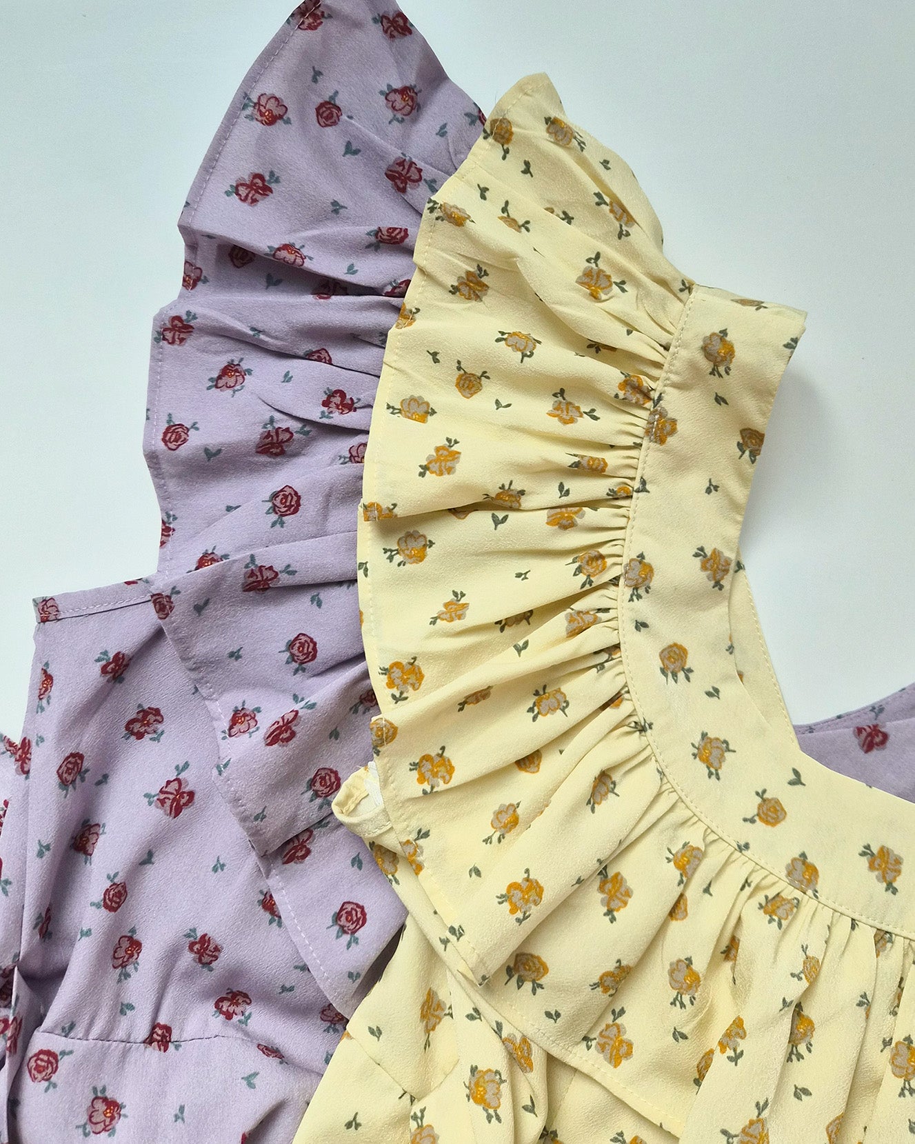 rose pattern frill long dress