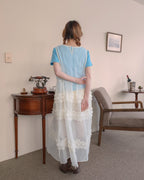 tiered frill sheer long dress