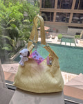 stitch pattern faux leather shoulder bag