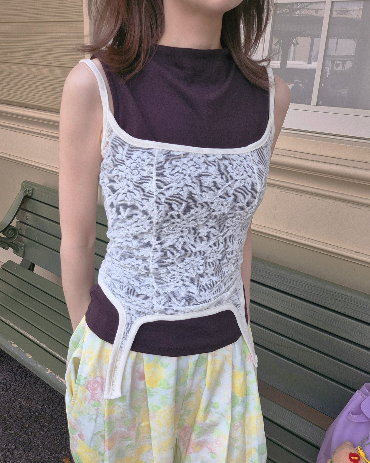 lace sheer garter bustier
