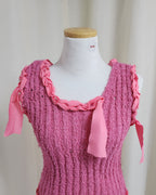 ribbon piping sleeve less knit