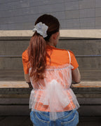 tulle sheer ribbon bustier