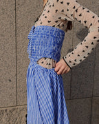 cut out stripe long dress