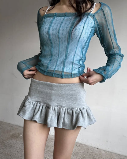 square neck lace sheer top