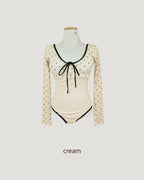 dot long sleeve swimwear