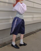 track satin bermuda pants