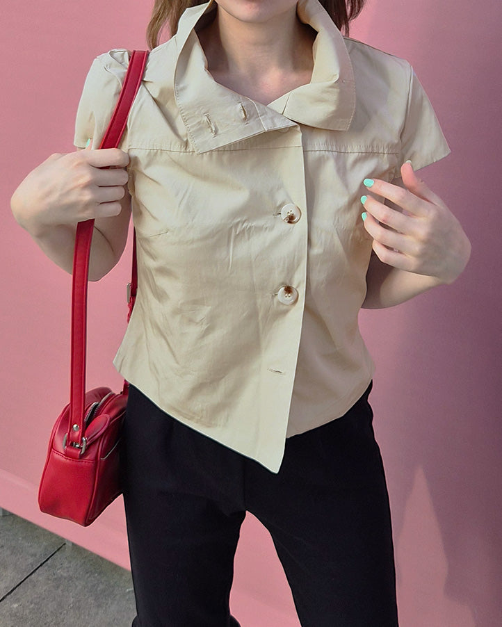 stand collar button point shirt