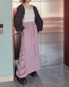 shirring bolero hood nylon blouson