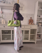 faux suede square shoulder bag