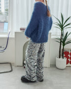 shaggy knit color cardigan