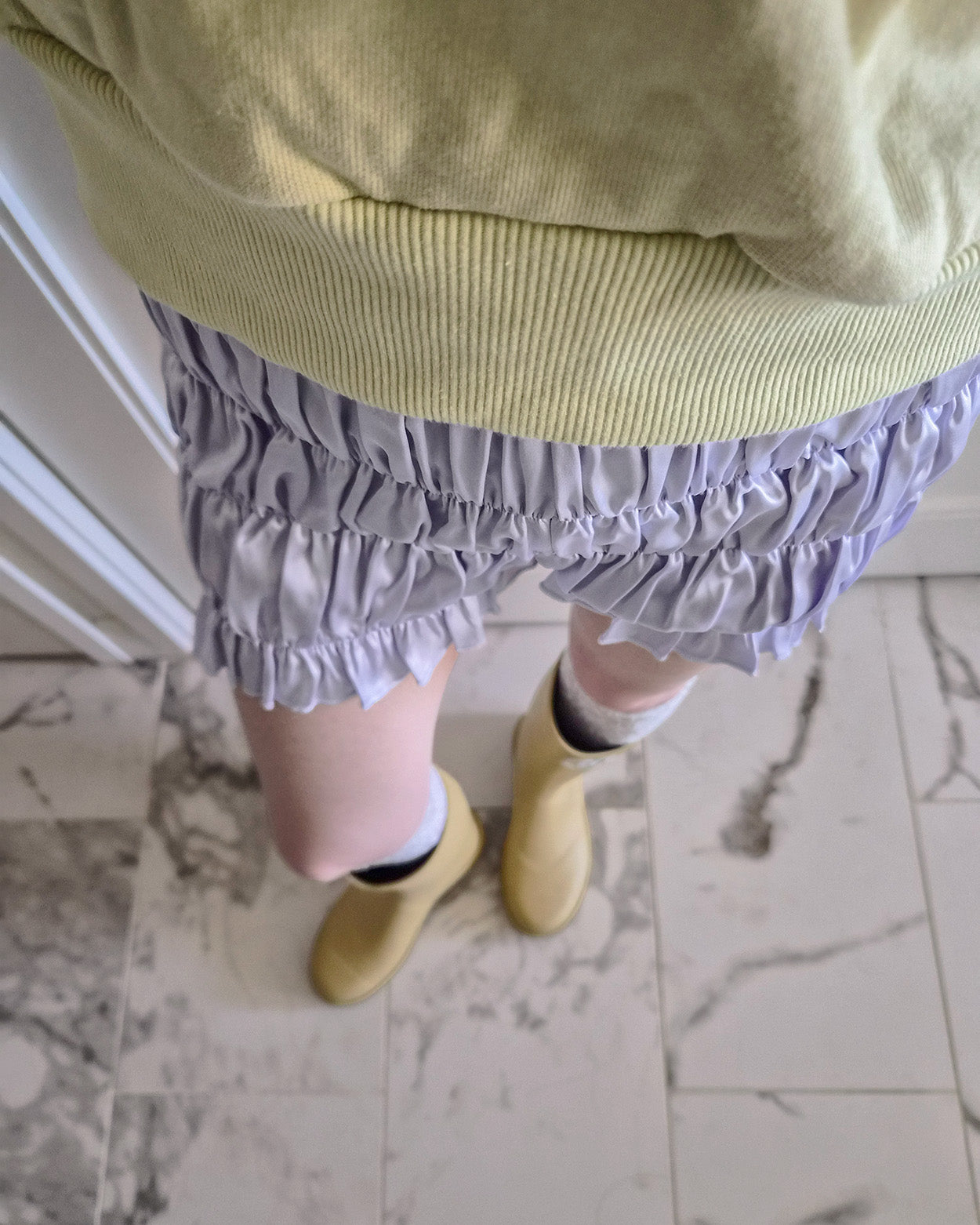 satin shirring short pants