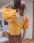 volume puff sleeve short top