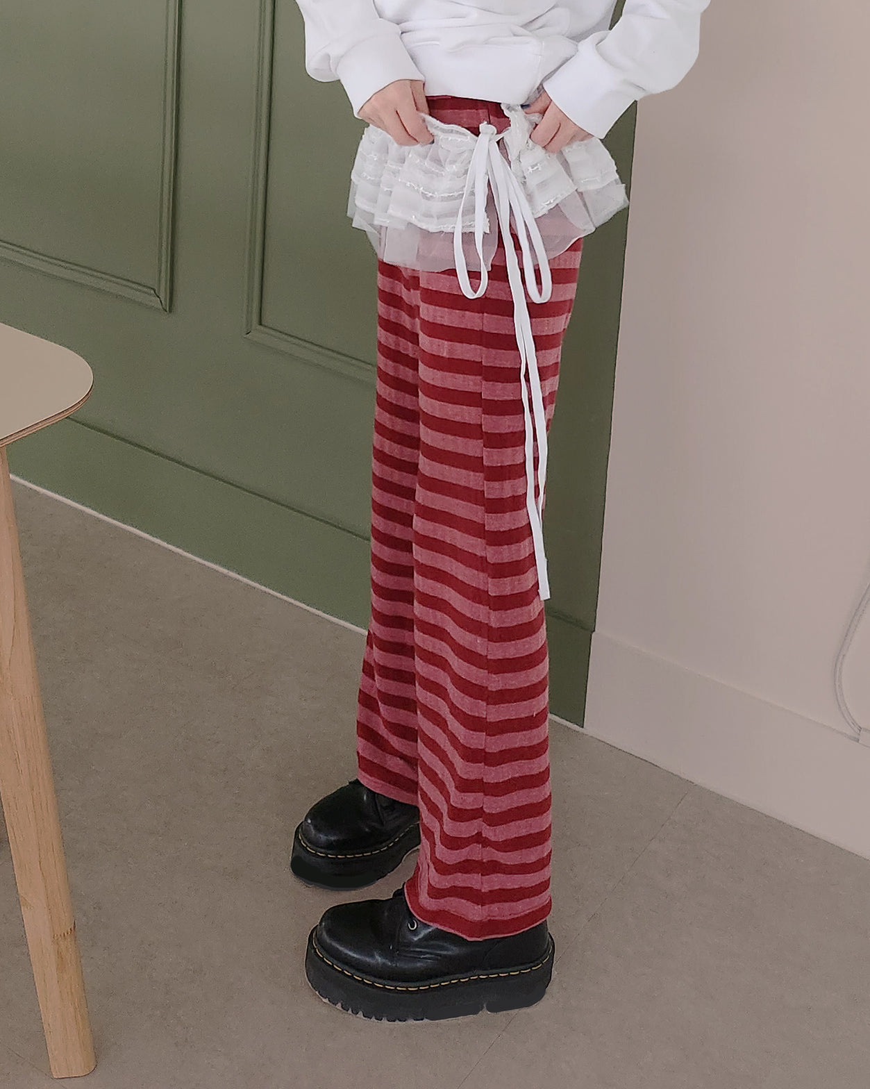 stripe knit flare pants