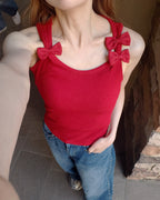 ribbon SET sleeveless knit