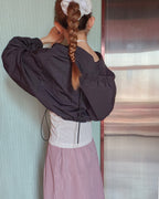 shirring bolero hood nylon blouson