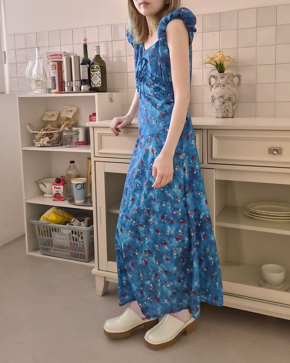flower frill long dress