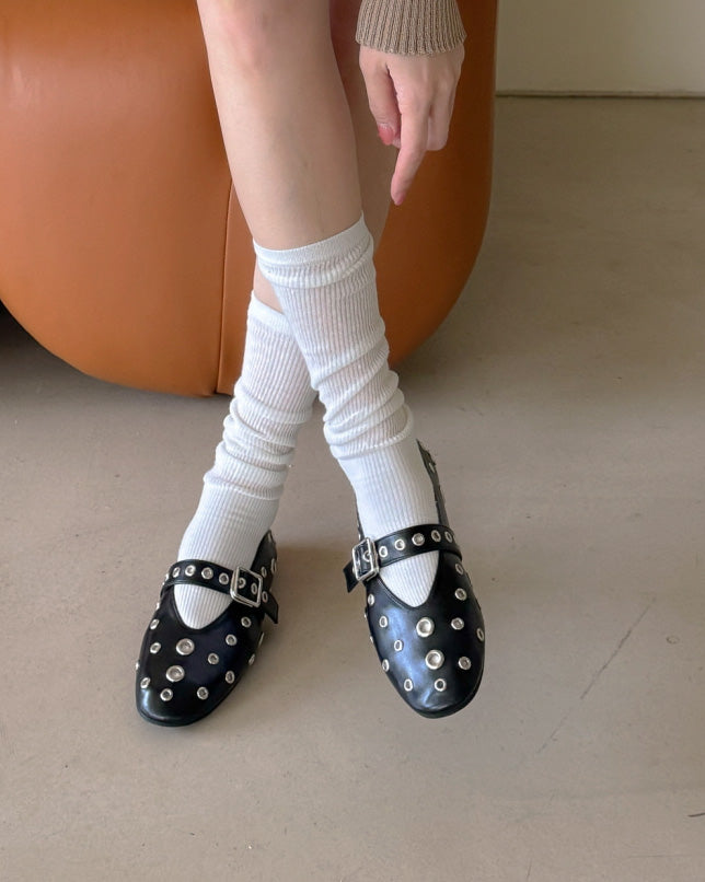 studs mary jane flat shoes