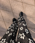 flower jacquard pants