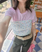 vintage like flower rib tube top