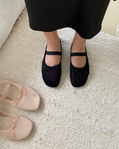 sheer mesh flat shoes