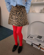 leopard wool mini skirt