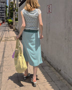 waist lace midi flare skirt