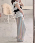 multi stripe wide pants