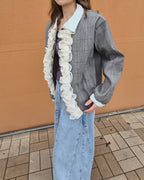 glen check frill jacket