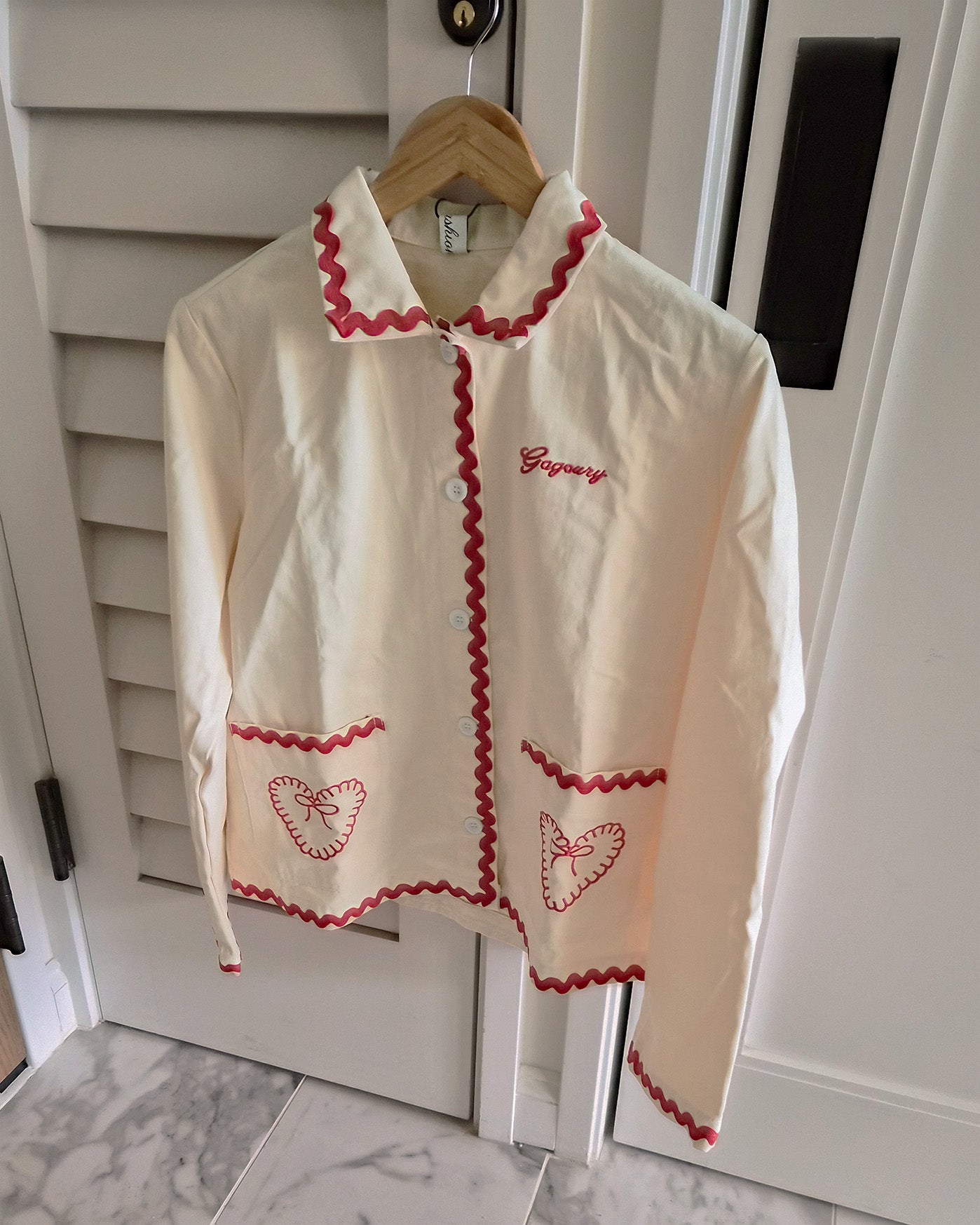 red ribbon embroidery cotton jacket