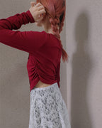 one shoulder pocket snap button top