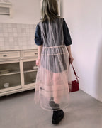 sheer layered waist frill tulle dress