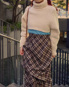 turtleneck eyelet short knit