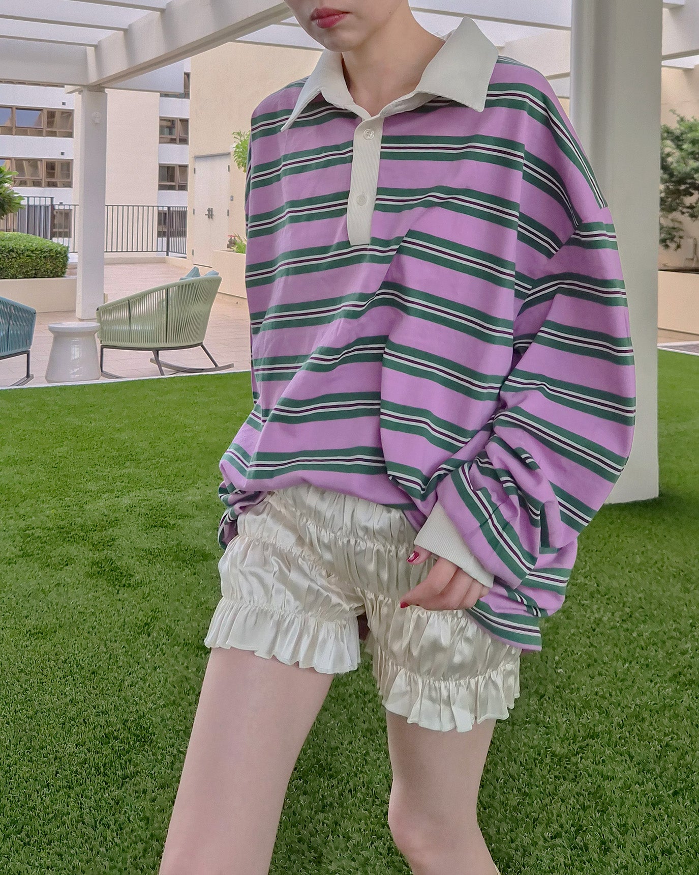 satin shirring short pants