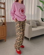 leopard sweat jogger pants