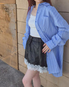 fake leather lace point short pants