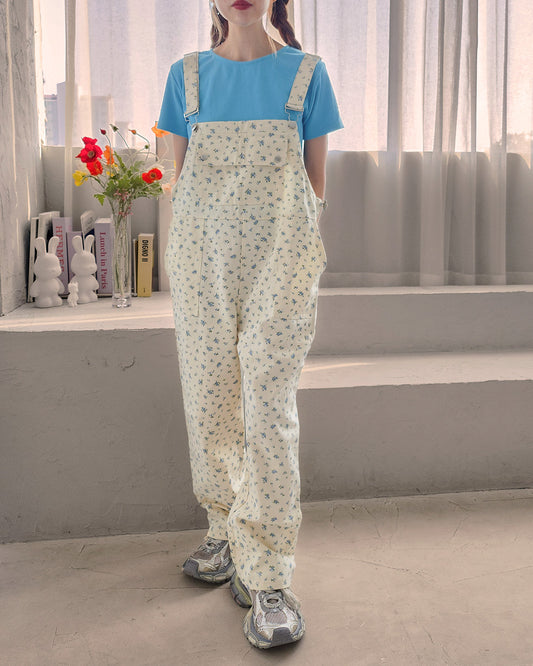 flower pattern string salopette