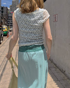waist lace midi flare skirt