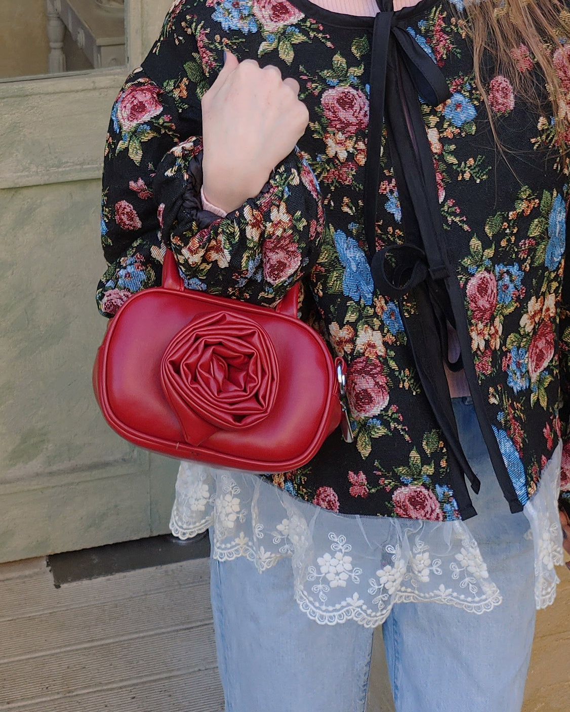 rose motif mini bag