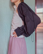 shirring bolero hood nylon blouson