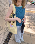 stitch pattern faux leather shoulder bag