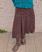 dot pleated midi skirt