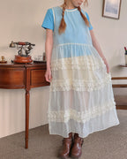 tiered frill sheer long dress