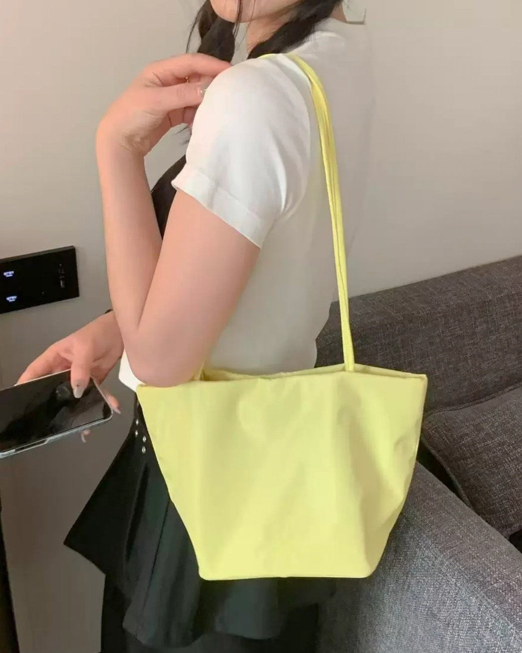 happy color glossy shoulder bag
